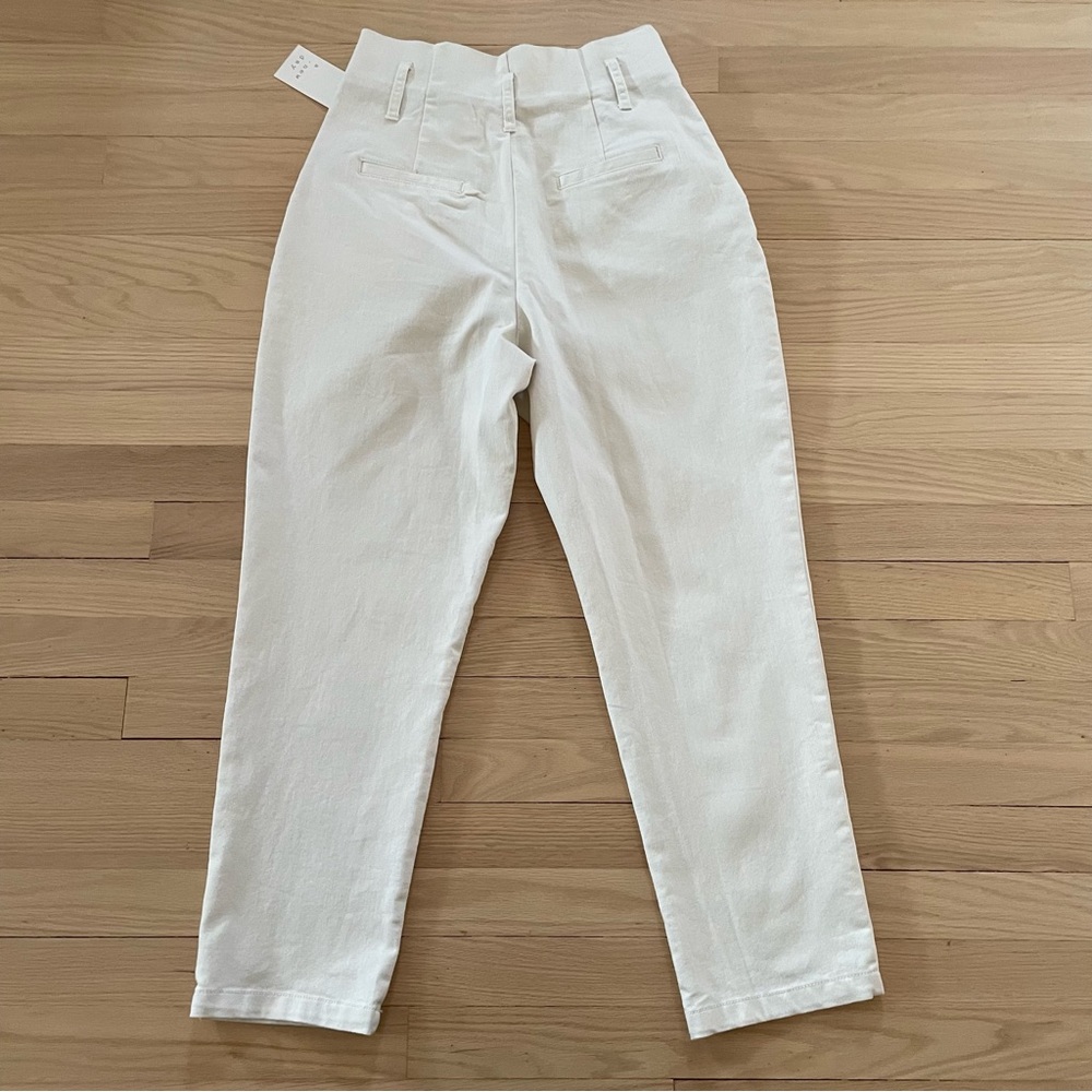 A New Day White Denim Pleated Trouser Style Pants 4 - Picture 3 of 8